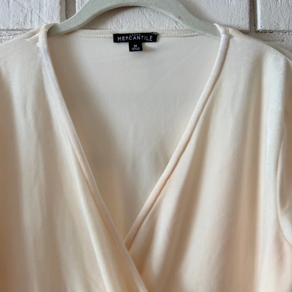 J. Crew‎ Cream Velvet Wrap Style Top